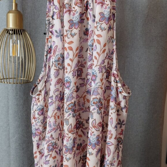 CeCe Floral Sleeveless Blouse XL – Tie Neck Mock Neck Pastel Print Top - Picture 7 of 10